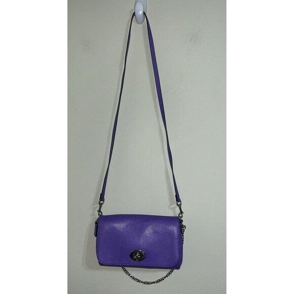 Coach Mini Ruby Cross Body Cross Grain Leather Bag -Purple Iris - $295 Excellent - Picture 1 of 11